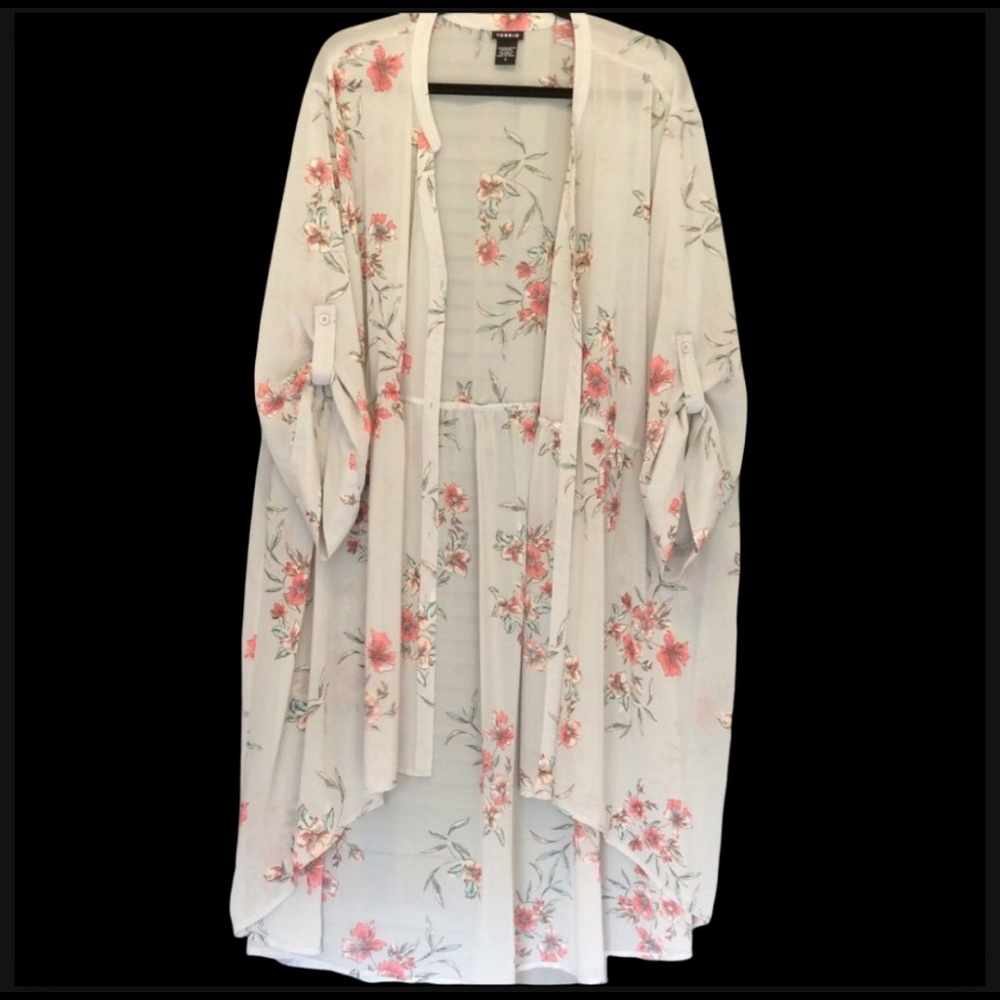 TORRID Floral Button Front Long Grey Sheer Dress - Picture 1 of 5
